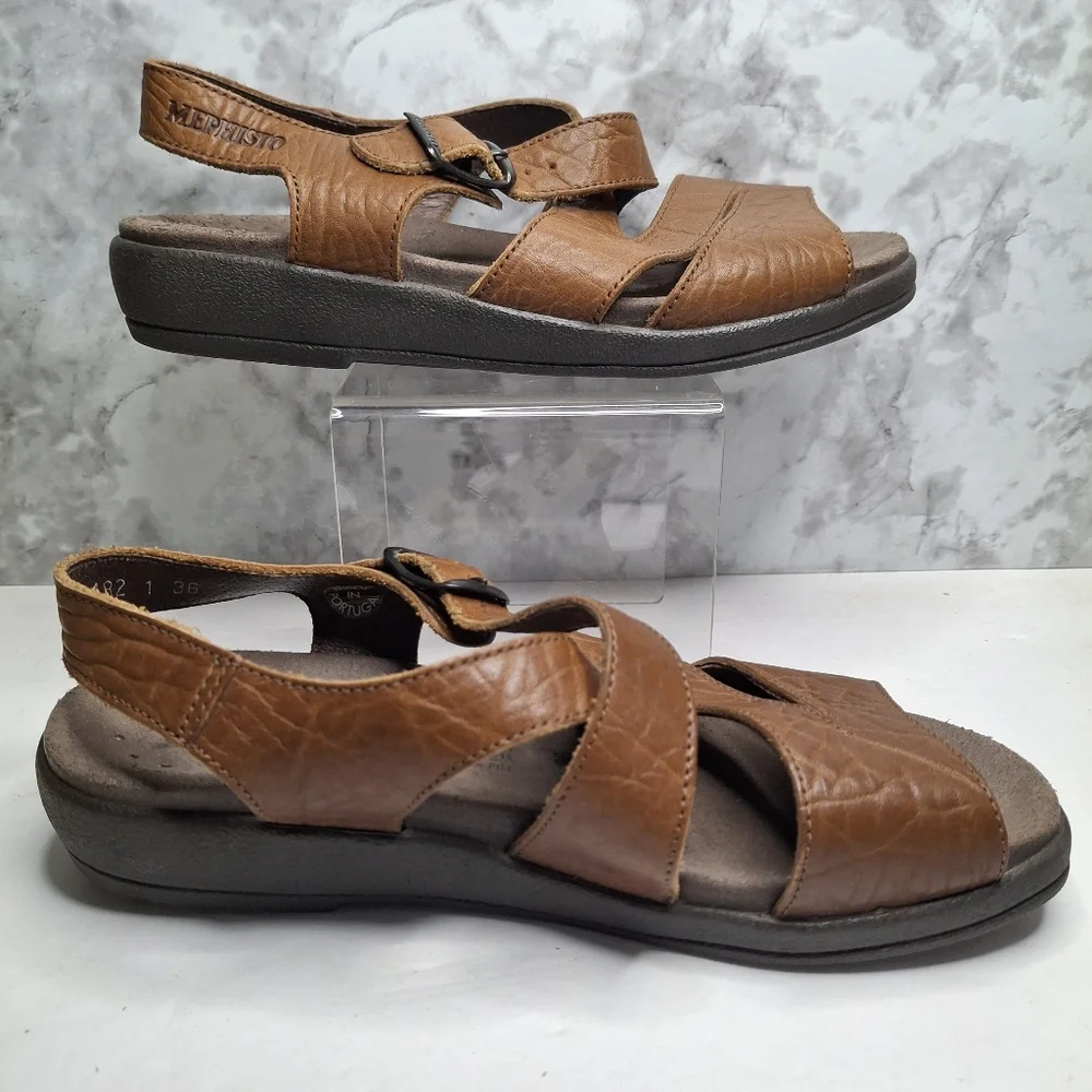 Mephisto Altina Sandals Womens 36 EUR 5.5 /6 US Brown Leather Buckle Comfort - Picture 5 of 15